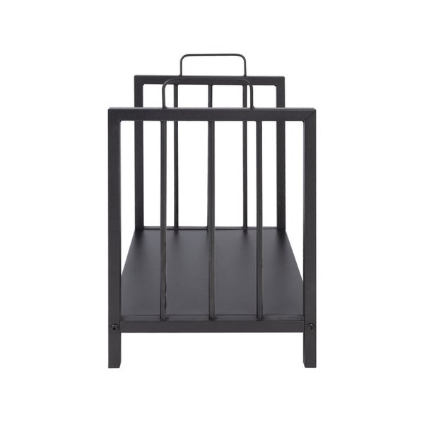 FLOORDIREKT Kaminholzregal Limnos - Schwarz - Minimalistisches Brennholzregal - für Innen und Außen - 43 x 45 x 33 cm