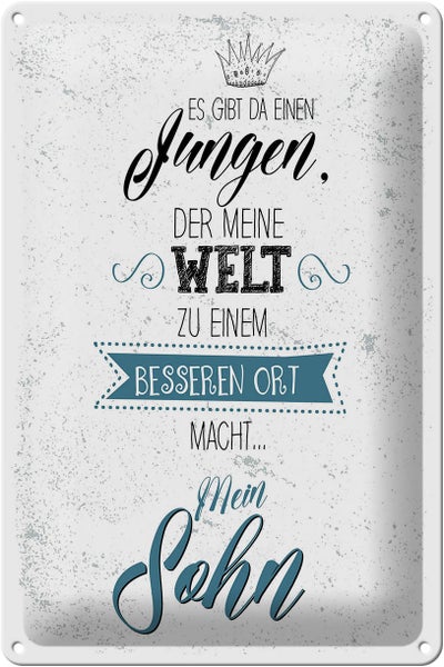 Blechschild Spruch Sohn meine Welt wird besser 20x30cm