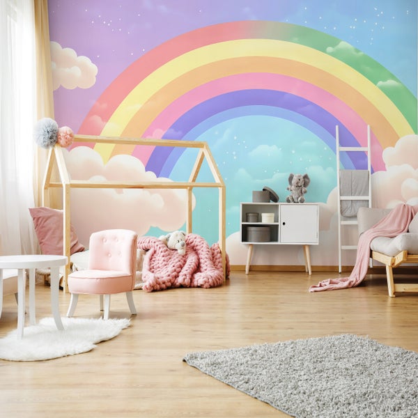 Fototapete Kinderzimmer Mädchen Regenbogen Vlies Tapete 300x210 cm