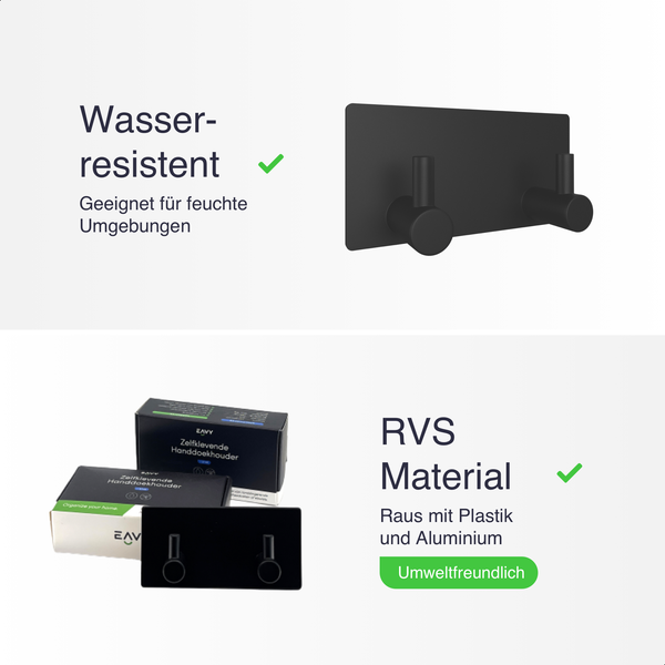EAVY Hakenleiste Edelstahl Schwarz Selbstklebend