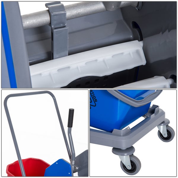 HOMCOM Putzwagen, 73 × 45 × 92 cm, Metall, PP, Blau+Rot