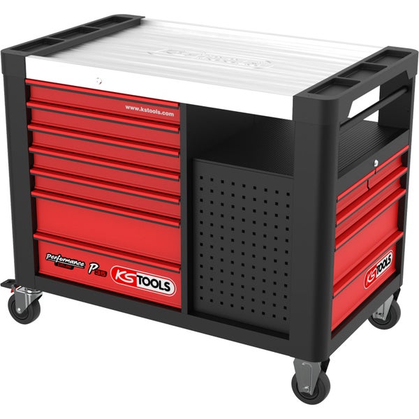 KS TOOLS PERFORMANCEplus P35 SCHWARZ/ROT Werkstattwagen mit 12 Schubladen - 873.5008