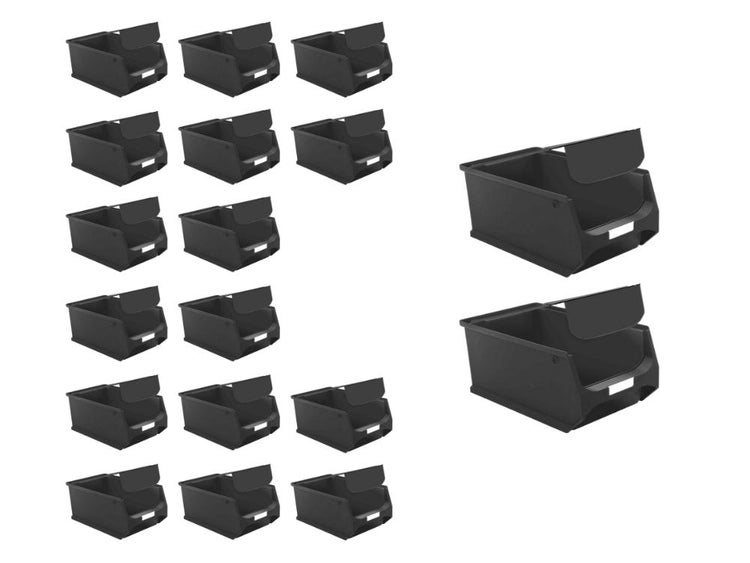 PROREGAL SuperSparSet 18 x Leitfähige Sichtlagerbox 4.0 Mit Abdeckung HxBxT 15 x 20 x 35 cm 7,2 Liter ESD Sichtlagerbehälter Sichtlagerkasten