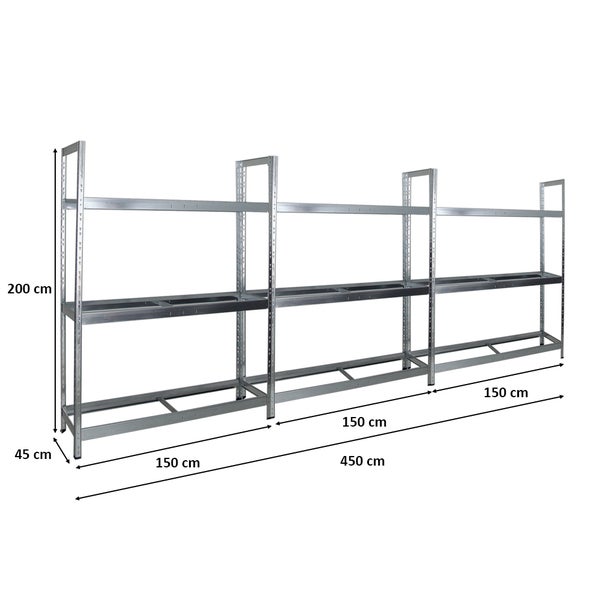 PROREGAL Mega Deal 3x Reifenregal Tiger XL HxBxT 200 x 150 x 45 cm Bis Zu 54 Reifen Verzinkt