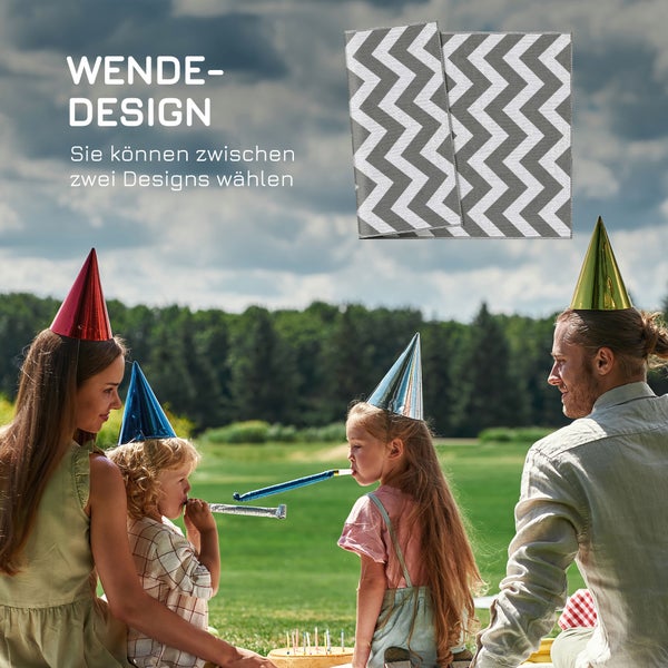 Outsunny Outdoor-Teppich, wasserdicht, mit doppelseitigem Design, für Terrasse, Balkon, Camping,  121 x 182 cm, Kunststoff, Hellgrau+Weiß