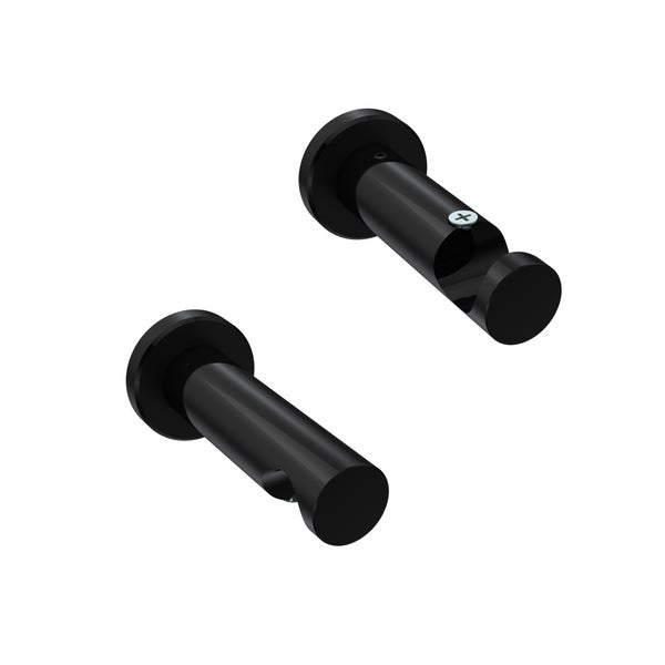 Zwei schwarze Handtuchhaken zur Wandmontage