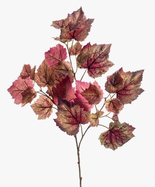 Künstliche Weinblätter in herbstlichen Rottönen mit ausgeprägter Blattaderung für herbstliche Dekorationen.
