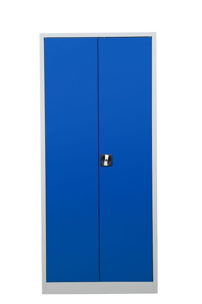 PROREGAL Flügeltürenschrank Badger 4 Fachböden Eurolock Griff Sockel HxBxT 180 x 80 x 38 cm Grau-Blau Lackiert