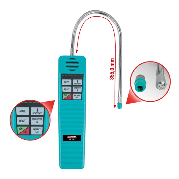 Gaslecksuchgerät mit 355 Millimeter Länge