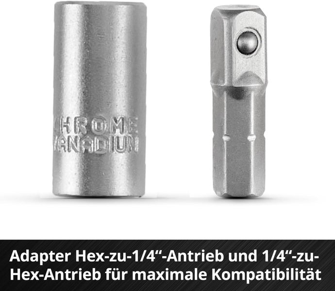 Einhell L-CASE 37-tlg. Bit- und Ratschen-Set (25-mm-Bits, Ratsche, Schnellwechselbithalter, Steckschlüssel, Adapter, Stecknussverlängerung inkl. Aufbewahrungsbox)