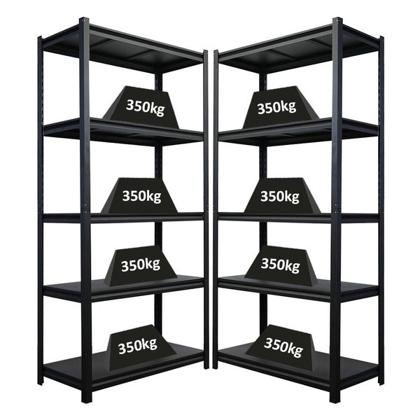 Zwei Schwerlastregale mit einer Traglast von je 350 Kilogramm pro Regalboden.