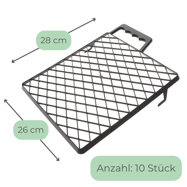 Abstreifgitter aus Kunststoff für Malerarbeiten, Maße 26 mal 28 Zentimeter, Set mit 10 Stück.