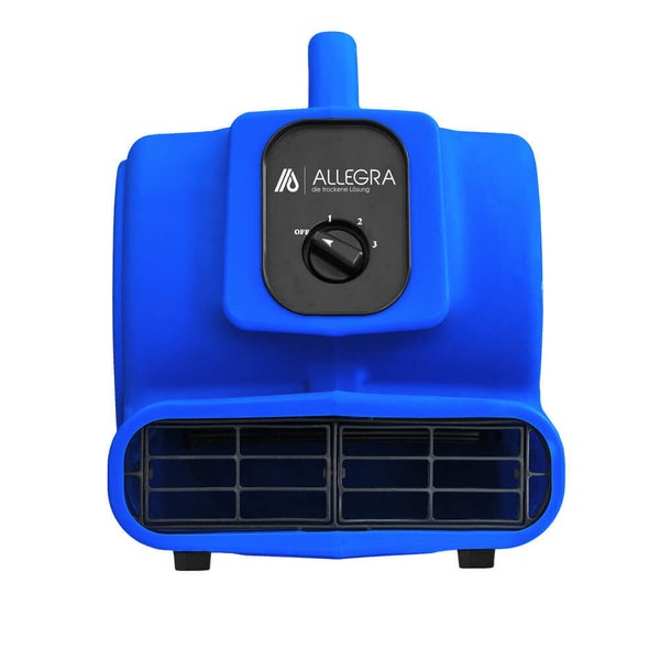 Blauer Bautrockner mit Griff und Einstellknopf