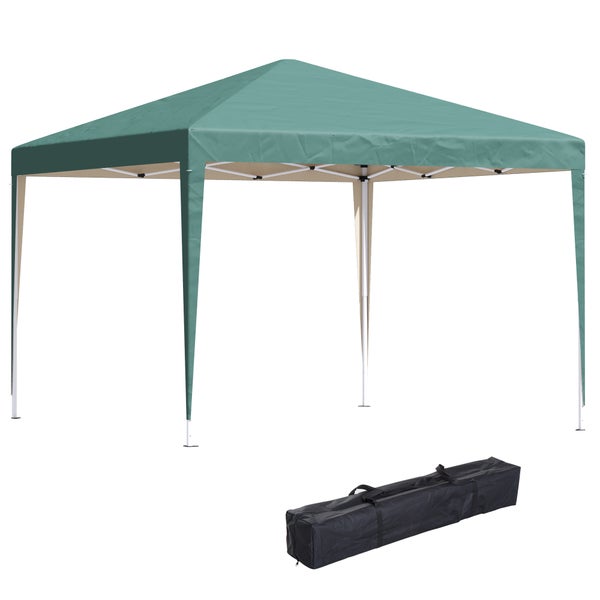 Outsunny Pavillon ca. 3x3m, wasserabweisend Stabil Winterfest Pop-up Faltpavillon, UV Schutz, Faltbar Partyzelt Gartenzelt mit Tasche, Gartenpavillon für Camping Garten, Grün
