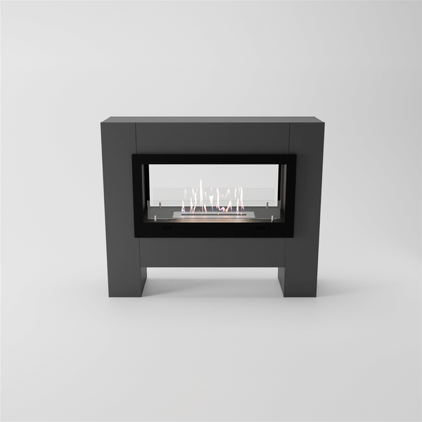 GLOW FIRE Ethanol Kamin 'Harstad ' | Ethanolofen in grau mit 3 Std. Brenndauer und 2 KW Heizleistung | BxHxT: 114,2x98,5x29,8 cm