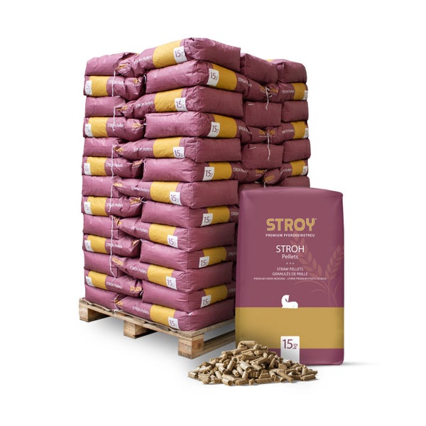 Stroy Premium Strohpellets Pferdeeinstreu auf Europalette 15 Kilogramm Sack