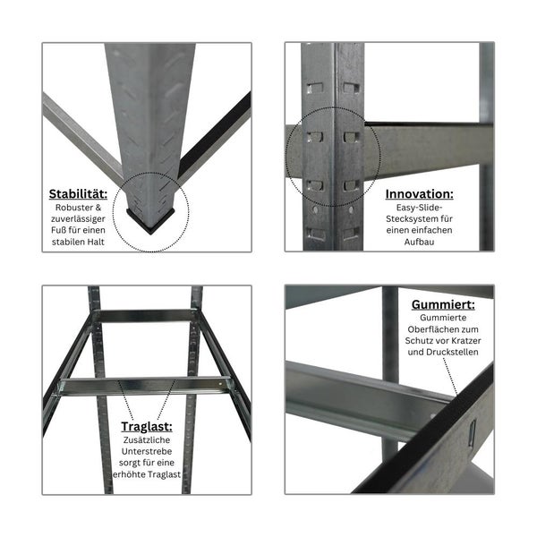 PROREGAL Mega Deal 2x Reifenregal RAGNAR HxBxT 180 x 120 x 40cm bis zu 8 Reifen auf 2 Ebenen + Ablage 265kg Fachlast Verzinkt