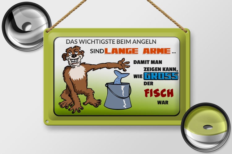 Blechschild Spruch 30x20cm das Wichtigste beim Angeln lange