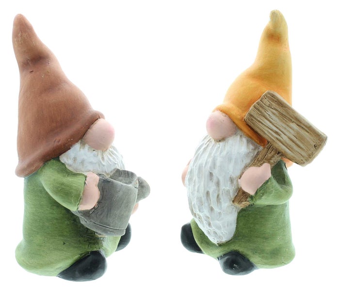 FRANK FLECHTWAREN | Wichtel Gartenarbeit, 2er Set, TERRACOTTA, H: 14,5 cm