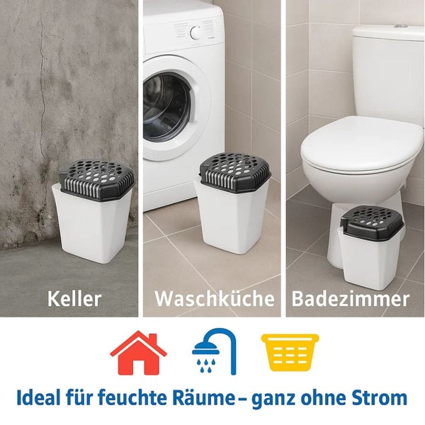 Luftentfeuchter für Kellerräume, Waschküchen und Badezimmer, arbeitet ohne Strom.