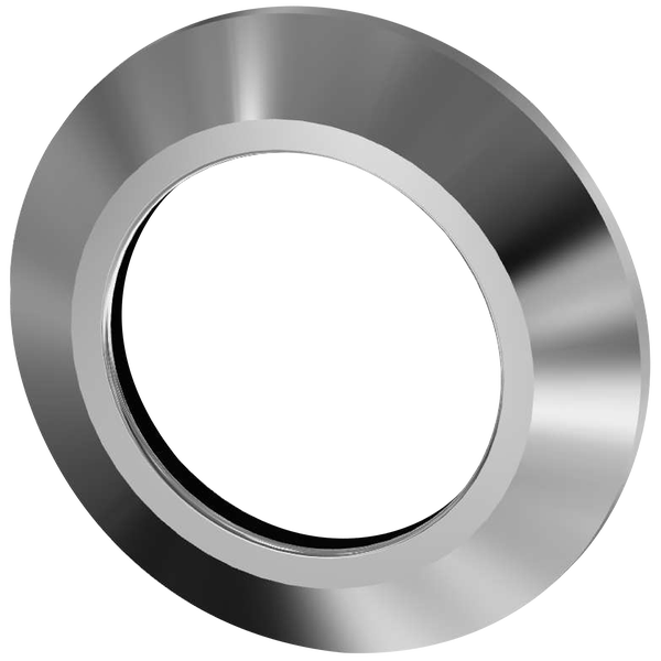 Runde Abdeckrosette aus Metall mit abgeschrägter Kante.