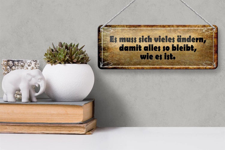 Blechschild Spruch 27x10cm es muss sich vieles ändern damit Dekoration