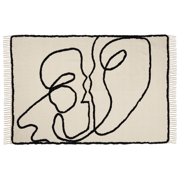 Teppich KONUR Beige 160 x 230 cm Baumwolle