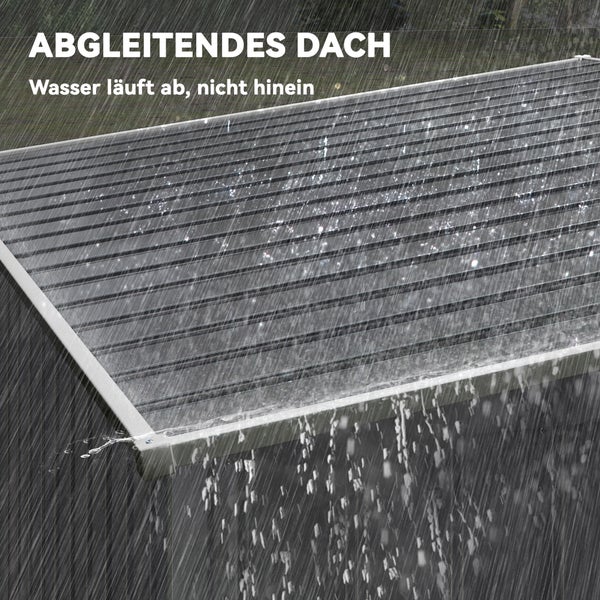 Abgleitendes Dach mit ablaufendem Wasser bei Regen