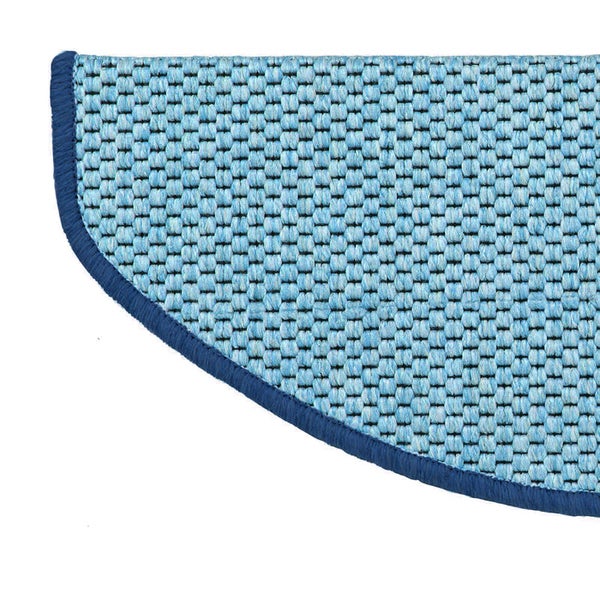 FLOORDIREKT Stufenmatte Kalkutta - Sisaloptik - Schlingenpol - Selbstklebend - Blau - Halbrund - 23,5 x 65 cm