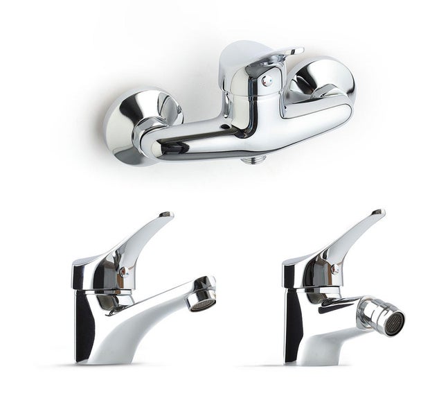 Aufputz-Duscharmatur und Waschtischarmatur zur Wandmontage