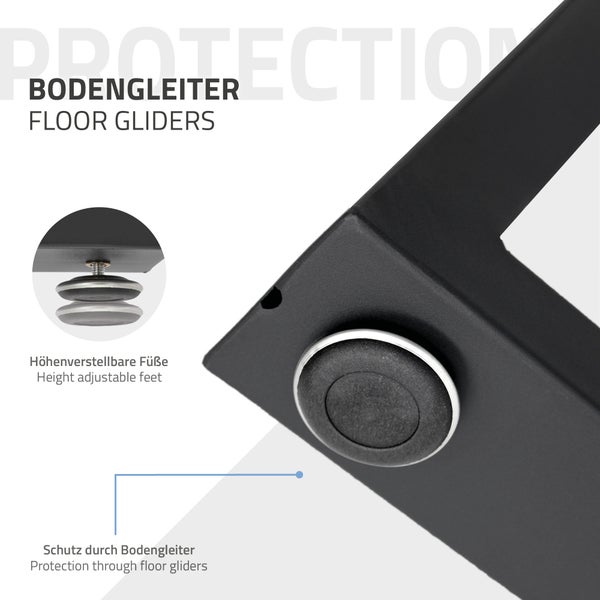 ECD Germany 2x Tischbeine Trapez Design, 60 x 72 cm, Schwarz, aus pulverbeschichtetem Stahl, Industriedesign, Metall Tischkufen Tischuntergestell Tischgestell Möbelfüße, für Esstisch Schreibtisch