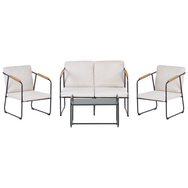 Lounge Set mit Tisch 4-Sitzer VEZZANA Metall Hellbeige