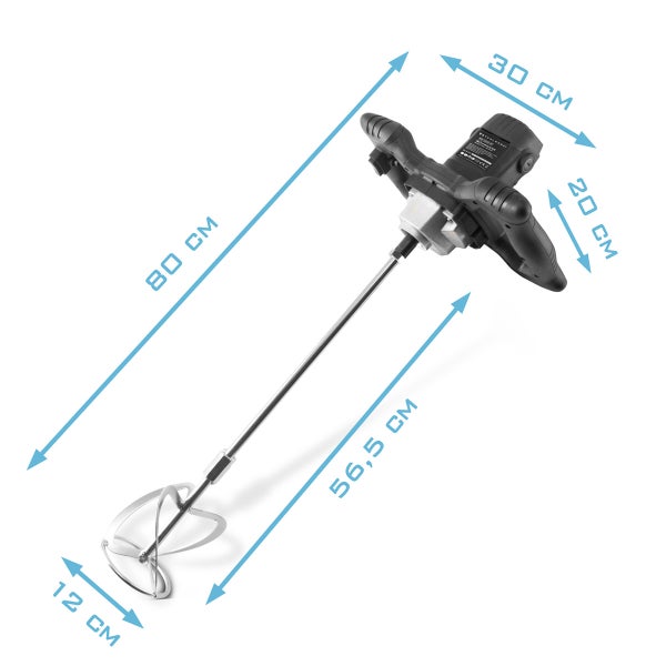 Handrührwerk mit den Maßen 80 cm Länge, 30 cm Breite, 20 cm Höhe und einem Rührquirl von 12 cm Durchmesser