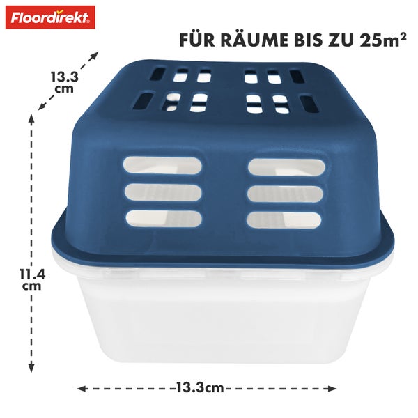 FLOORDIREKT Luftentfeuchter im 4er Set - Nachfüllbare & wiederverwendbare Raumentfeuchter - Kuki - Blau