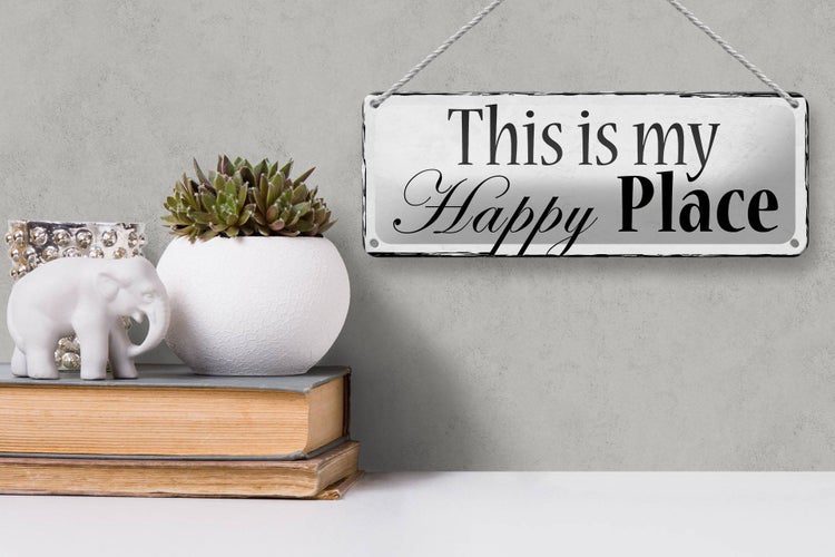 Blechschild Spruch 27x10cm this is my Happy Place Dekoration