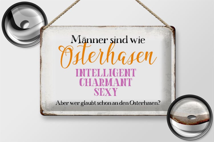 Blechschild Spruch 30x20cm Männer sind wie Osterhase