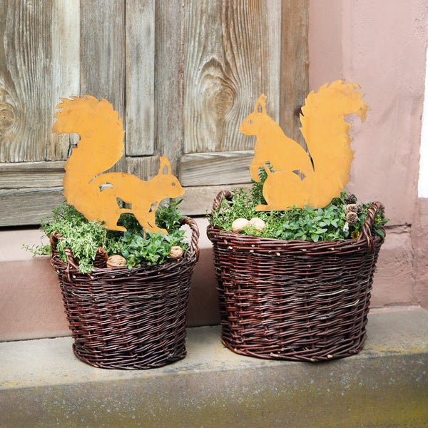 FRANK FLECHTWAREN | Gartenstecker Eichhörnchen, 2er Set, METALL, 26,5 x 0,5 x 37 cm