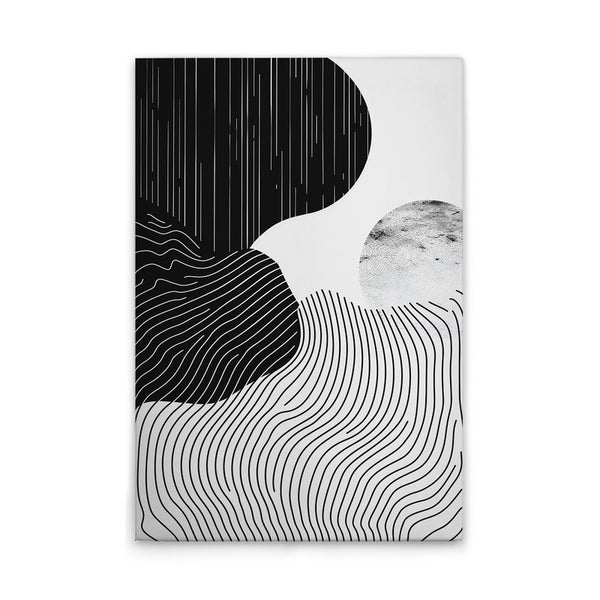 Abstraktes Wandbild mit geometrischen Formen und Linien