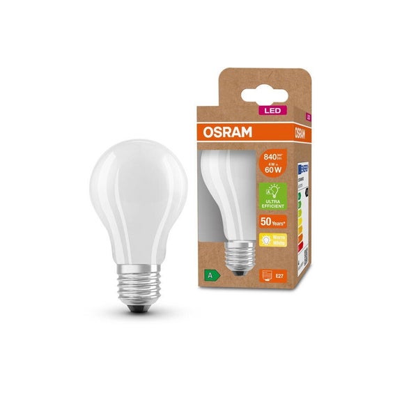 Osram LED Lampe ersetzt 60W E27 Birne - A60 in Weiß 4W 840lm 3000K 1er Pack