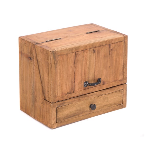 Organizer Case Mahagoni Massivholz, klappbarer Deckel naturfarben