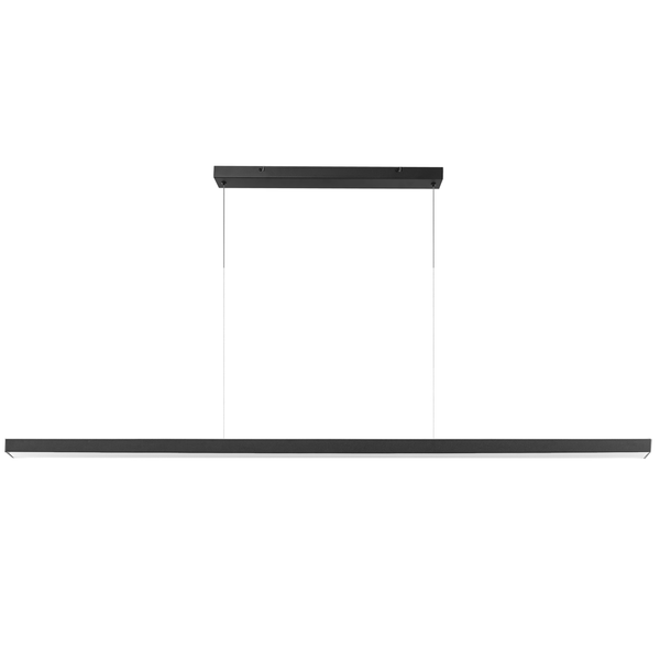 Moderne LED-Pendelleuchte in Balkenform aus Metall in Schwarz, minimalistisches Design für Esszimmertische.