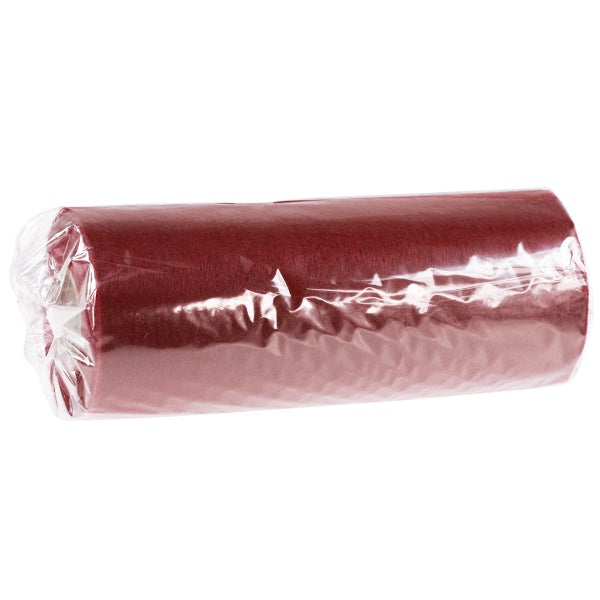 Rolle roter Bastelfilz in Kunststofffolie.