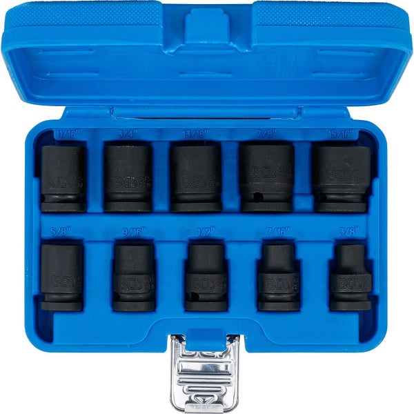 BGS Kraft-Steckschlüssel-Einsatz-Satz Sechskant Antrieb Innenvierkant 12,5 mm (1/2) SW 3/8 - 15/16 Zollgrößen 10tlg. - 74296