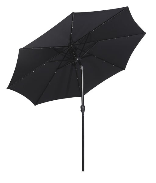 Rices Sonnenschutz Sonnenschirm, mit Kurbel, LED Solar uynd Neigung Ø3m schwarz/schwarz. 300 X 300 X 248 cm