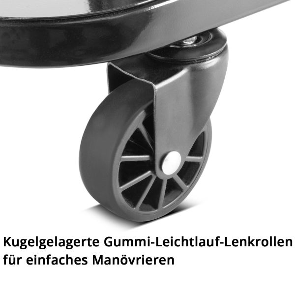Detailansicht einer kugelgelagerten Gummi-Leichtlauf-Lenkrolle