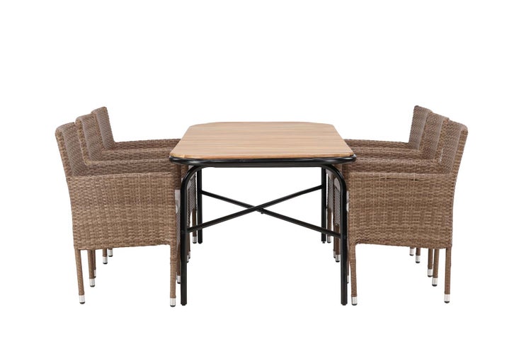 Holmbeck Gartenset Tisch 90x200cm natur, 6 Stühle Malina natur. 90 X 200 X 75 cm