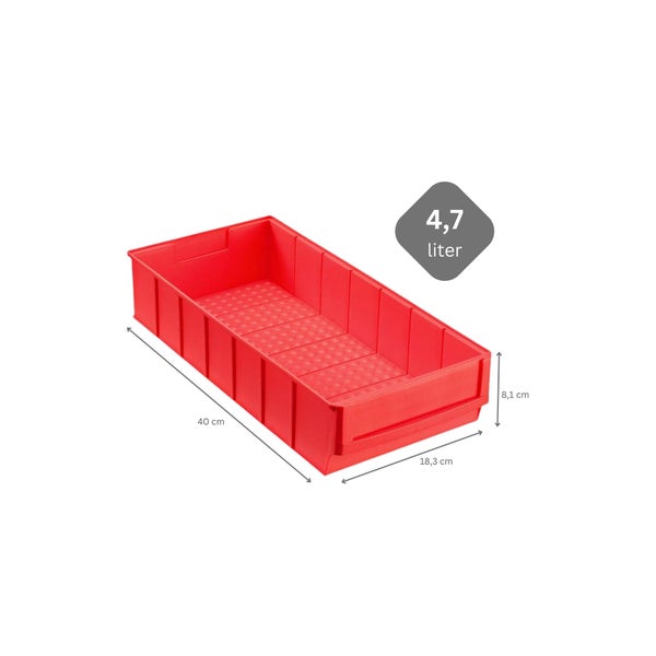 PROREGAL SuperSparSet 24 x Rote Indurstriebox 400 B HxBxT 8,1 x 18,3 x 40 cm 4,7 Liter Sortimentskasten