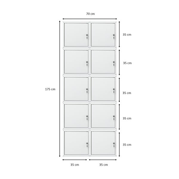 PROREGAL Mega Deal 10x Schließfachwürfel Cubic HxBxT 35 x 35 x 35 cm Grau