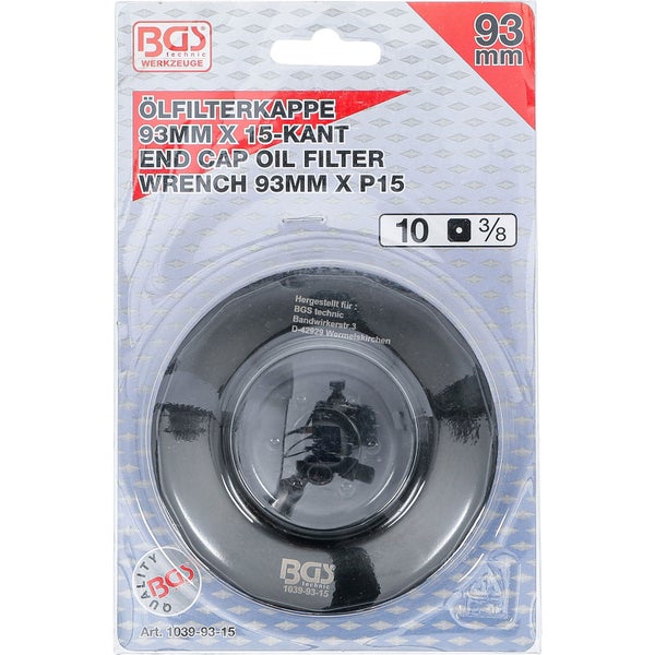BGS Ölfilterschlüssel 15-kant Ø 93 mm für Honda / Mazda / Mitsubishi / Nissan / Volvo - 1039-93-15