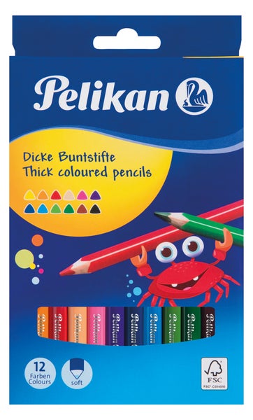 Pelikan Buntstifte dreieckig dick, 12er Set